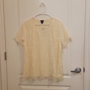Covington Cream Lace Short Sleeve Blouse